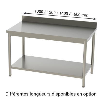 Table Inox Adossée - Étagère Basse L 1000 x P 600 mm