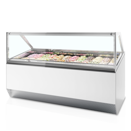 Vitrine spécial glaciers, vitre droite - 24 bacs Napoli 5L