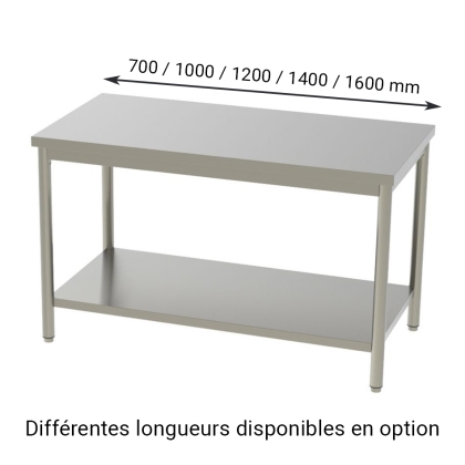 Table Inox Centrale - Étagère Basse L 1200 x P 700 mm