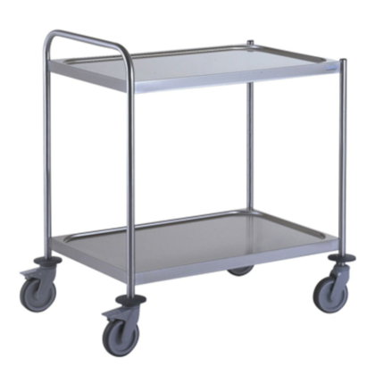 Chariot de service inox 1 arceau 800x530 mm