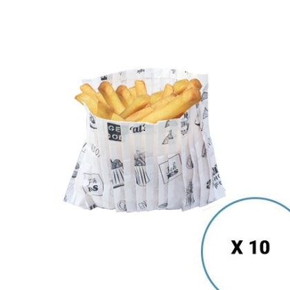 Pack 10 Emballage Frites Magic Bag Snack