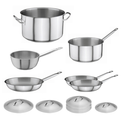 Set de 12 pièces - Casseroles et couvercles inox