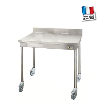 Table Inox Adossée Mobile L 1000 mm