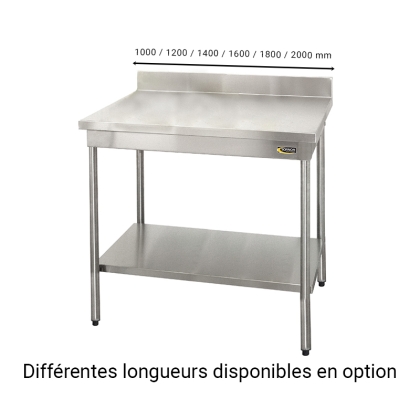 Table Inox Adossée + Étagere Basse P 700 L 1000 mm
