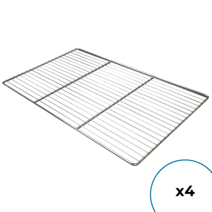 Lot de 4 - Grilles Inox  GN1/1 mm - 20 Fils Ø 2 mm, 2 traverses Ø 5 mm