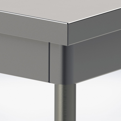 Table Inox Adossée Mobile + Étagere Basse L 1000 mm