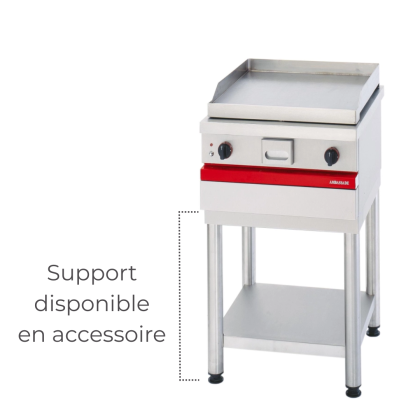 Gril acier lisse gaz à poser - L 600 mm