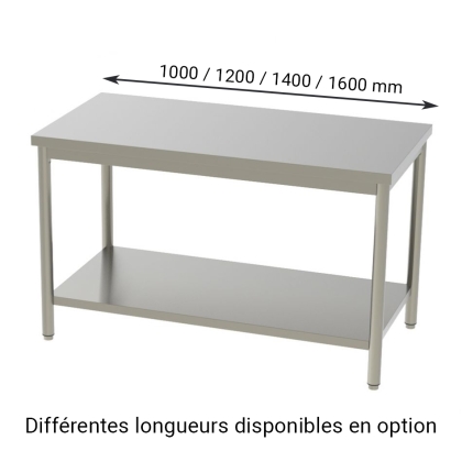 Table Inox Centrale - Étagère Basse L 1000 x P 600 mm