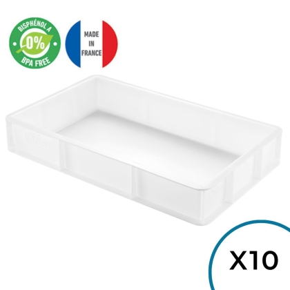 Pack de 10 Bacs à Pâtons Blanc 530x325x90 mm - GN1/1