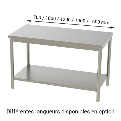 Table Inox Centrale - Étagère Basse L 1000 x P 700 mm