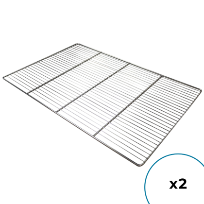 Lot de 2 - Grilles Inox  600 x 400 mm - 29 Fils Ø 2 mm, 3 Traverses Ø 5 mm