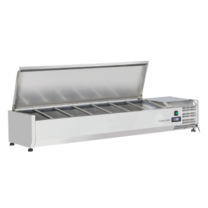 Saladette à Poser 150 cm - 7 bacs GN1/4  - Inox