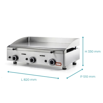 Plancha professionnelle Gaz Acier 82 x 51 cm
