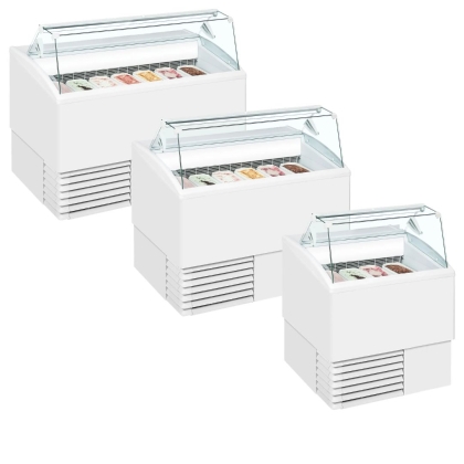 Congélateur de Crème Glacée Vitrine Plate, 4 Bacs