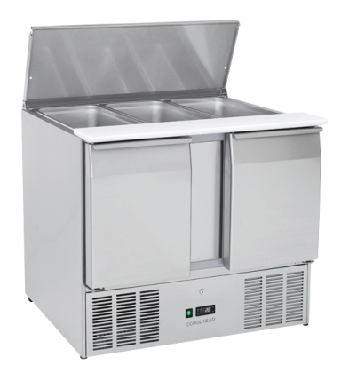 Saladette réfrigérée 2 Portes Avec Couvercle Inox