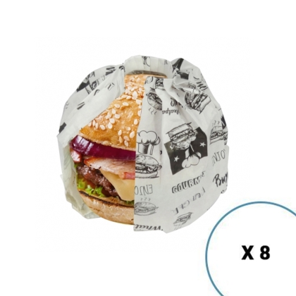 Pack 8 Emballage Burger Pleatpak - XL Snack