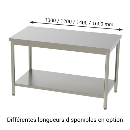 Table Inox Centrale - Étagère Basse L 1600 x P 600 mm