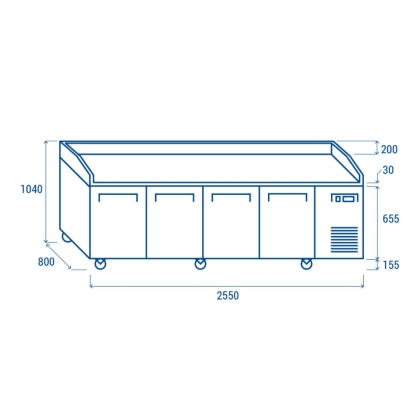 Table Réfrigérée Pour Pizzas à Plateaux de 600 x 400mm - 730L