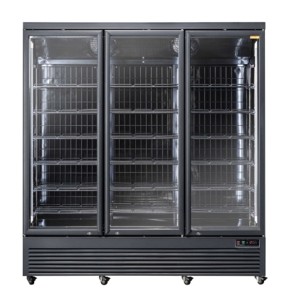 Armoire réfrigérée négative noire, 3 portes vitrées - 1450 L