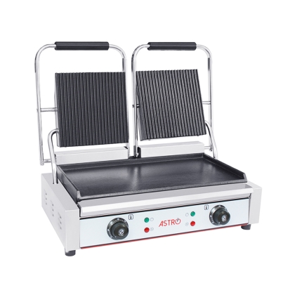 Grill Panini Électrique Lisse - Rainuré Double