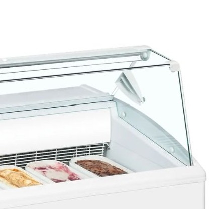 Congélateur de Crème Glacée Vitrine Plate, 6 Bacs