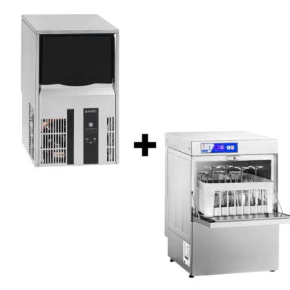 Pack : Machine à glaçons 20 Kg/Jour + Lave-verres pompe de vidange