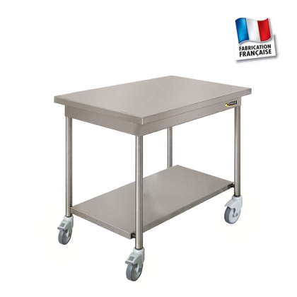 Table Inox Centrale Mobile + Étagere Basse L 1000 mm