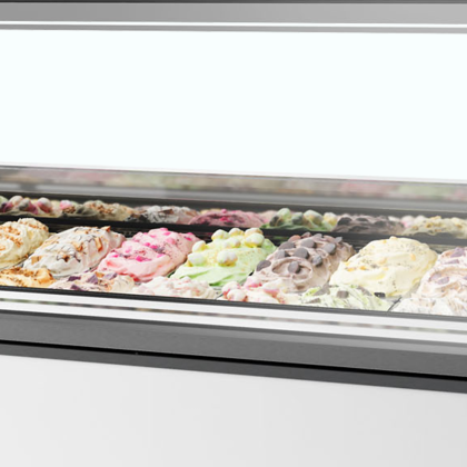 Vitrine spécial glaciers, vitre droite - 18 bacs Napoli 5L