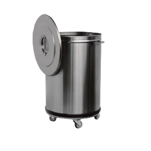 Poubelle Inox 90 L -  4 roulettes pivotantes