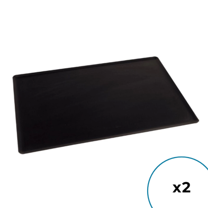 Lot de 2 - Plaques Pâtissières Tôle Bleuie Bords Pincés 15/10ème
