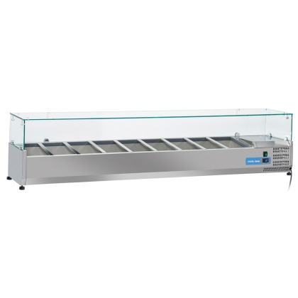 Saladette à Poser 200 cm - 9 bacs GN1/3 - verre