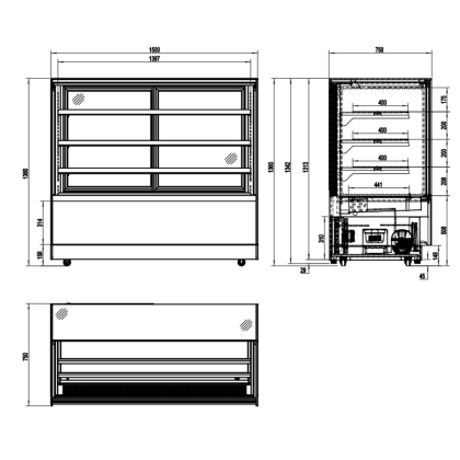 Comptoirs Réfrigérés Vitrées Noir 432L