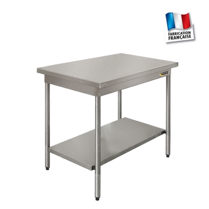 Table Inox Centrale + Étagere Basse L 1000 mm