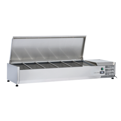 Saladette à Poser 150 cm - 5 bacs GN1/3 - 1 Bac GN1/2 - inox