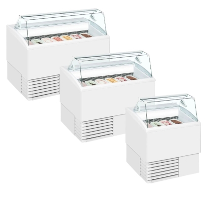 Congélateur de Crème Glacée Vitrine Plate, 6 Bacs