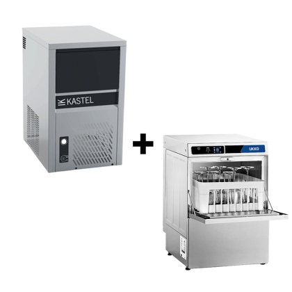 Pack : Machine à glaçons 20 Kg/Jour + Lave-verres pompe de vidange