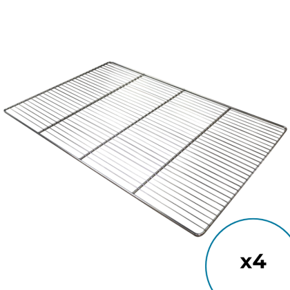 Lot de 4 - Grilles Inox  600 x 400 mm - 29 Fils Ø 2 mm, 3 Traverses Ø 5 mm