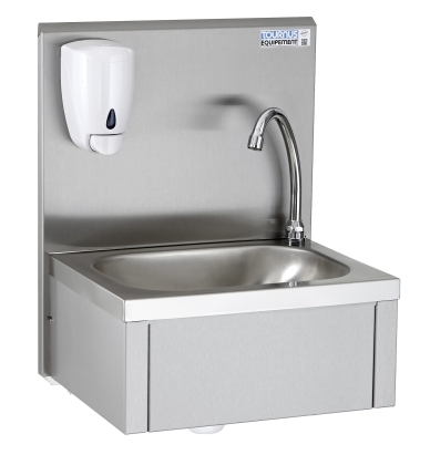 Lave mains - Commade fémorale - Dosseret h=540mm - Distributeur de savon