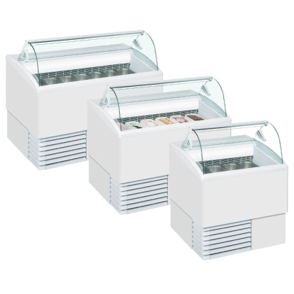 Congélateur de Crème Glacée Vitrine Bombée, 4 Bacs