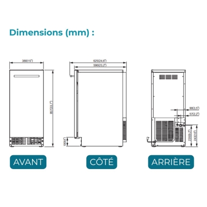 Machine à glaçons gourmet sous comptoir 31kg/j - 50Hz