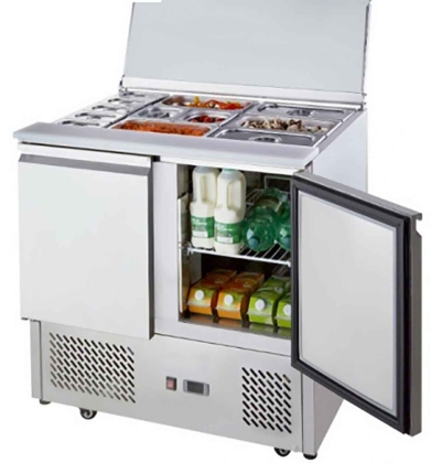 Saladette 2 Portes GN1/1 - Couvercle Inox