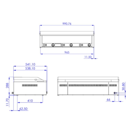 Plaque de cuisson 97x48 - Plateau Lisse Chromée - Electrique