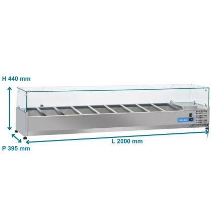 Saladette à Poser 200 cm, 9 bacs GN1/3 - Déclassé