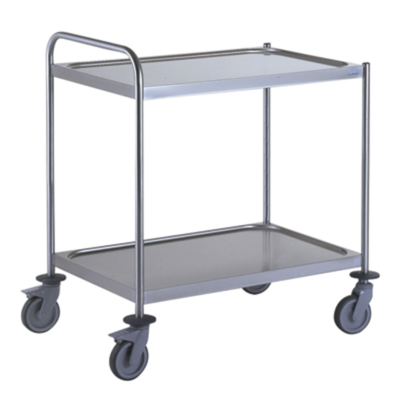 Chariot en inox KM, arceau rabattable, 100kg, 880x500 mm, 4 roulettes  pivotantes, frein