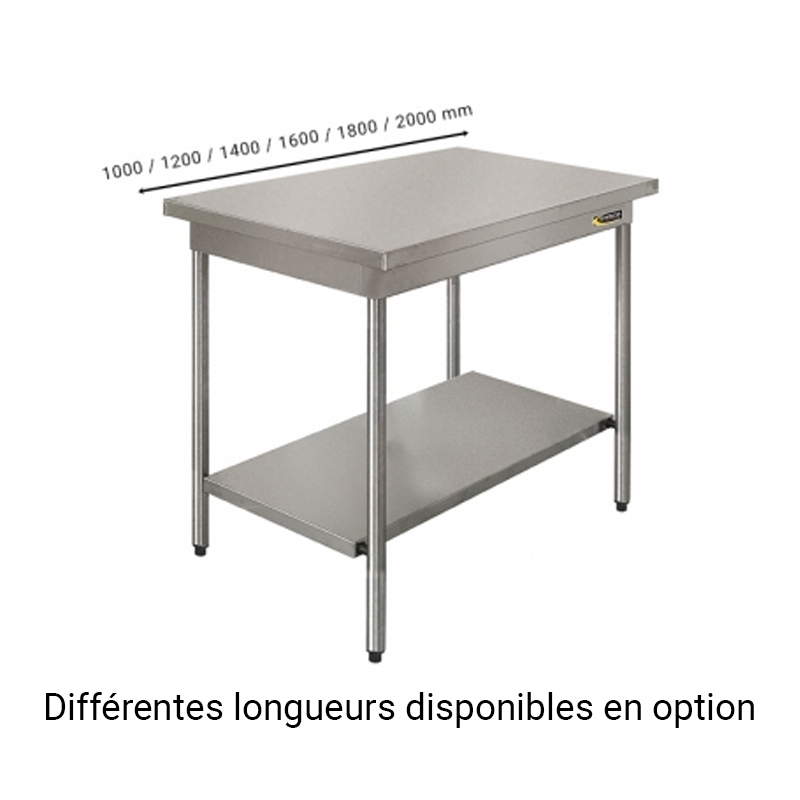 Table inox profondeur 600 mm - Soubassement - Avec étagère