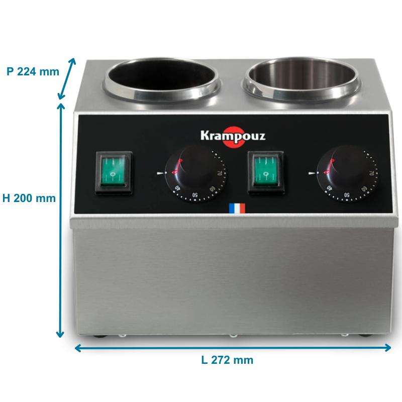 Chauffe-chocolat électrique Inox 30-85°C - Pour Fonte Et Maintien Au Chaud De Sauces