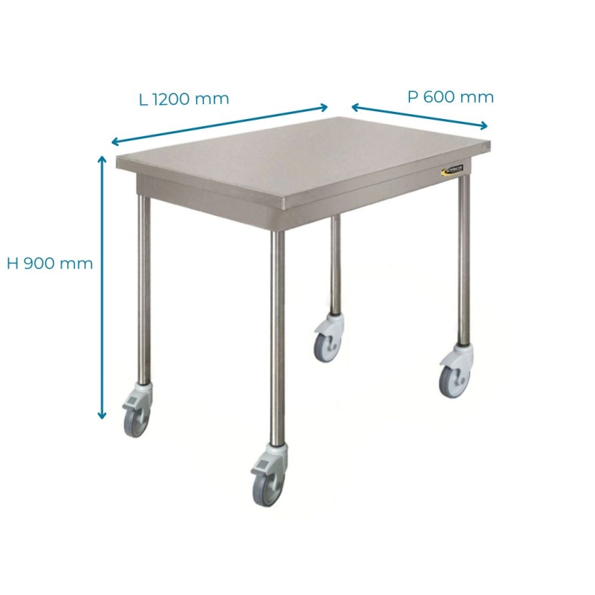 Table Inox Centrale Mobile L 1200 mm - TC612RP