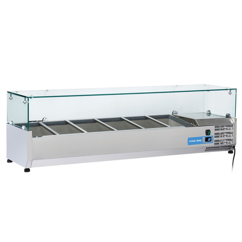 Saladette à Poser 150 cm - 5 bacs GN1/3 - 1 Bac GN1/2 - verre - VRX15/38