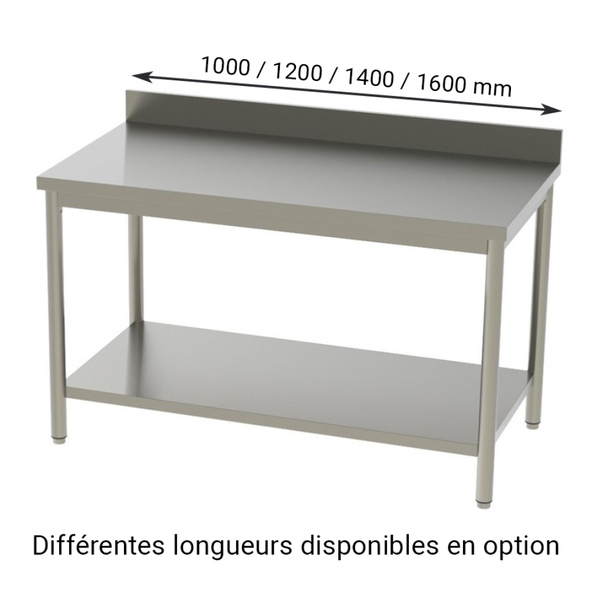 Table Inox Adossée - Étagère Basse L 1600 x P 600 mm - TAE6-16