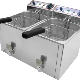 Friteuse électrique INOX Double Réservoir Professionnelle, Commerciale